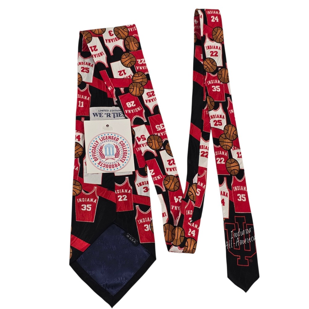 Wear Ties Mens Necktie Red Black Silk Indiana Basketball‎ Jersey Sporty Coach